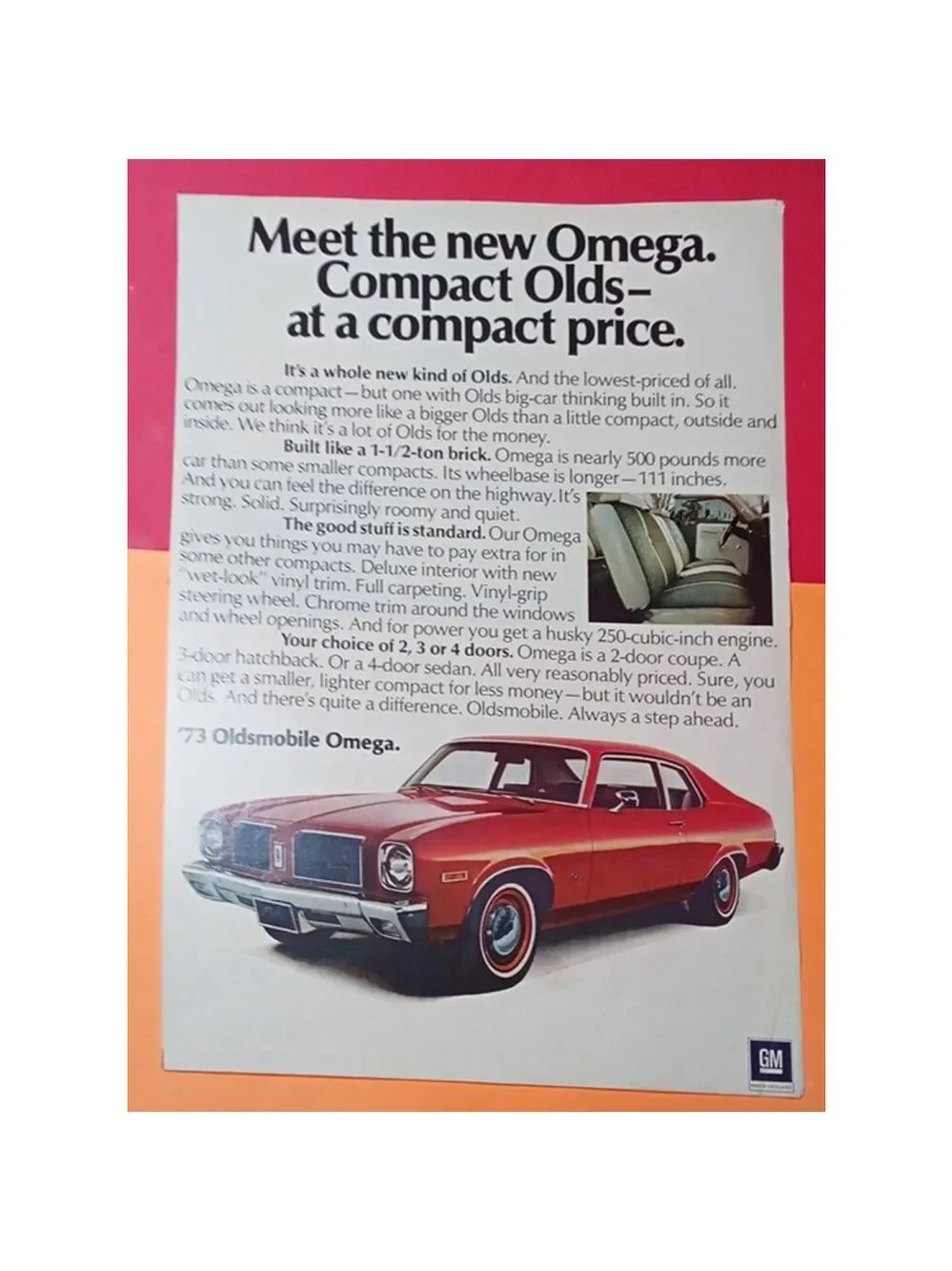 1973 GM Oldsmobile Omega Life Magazine Print Ad